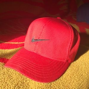 Red Nike Hat with adjustable belcro strap
